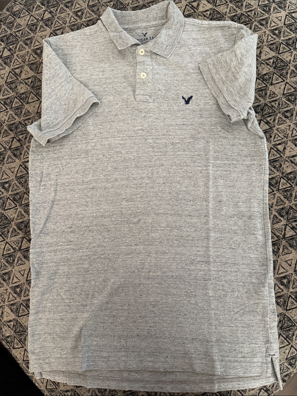 American Eagle Outfitters Light Gray Polo with Navy Print